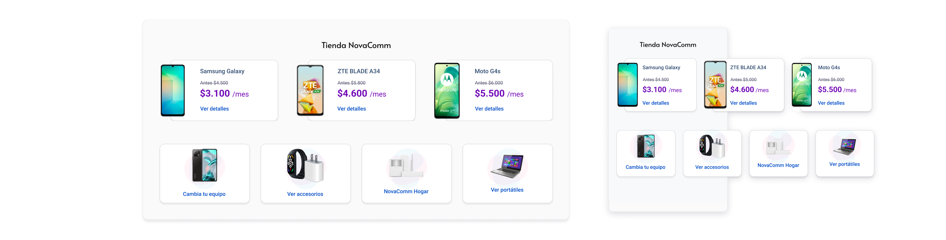 Store Access Component: Dedicated section for phones and accessories — a reusable block for future campaigns.
