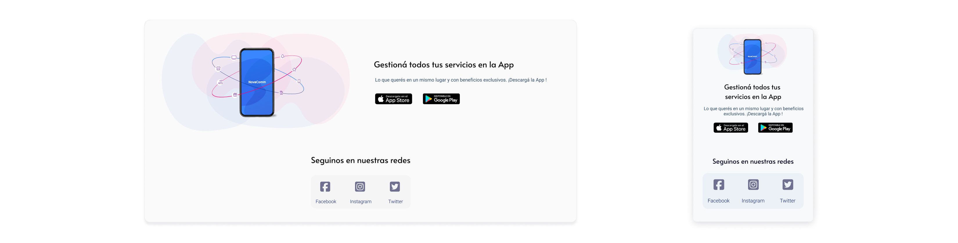 Social & App Promotion Strip: Low-disruption placement for app download and social links.